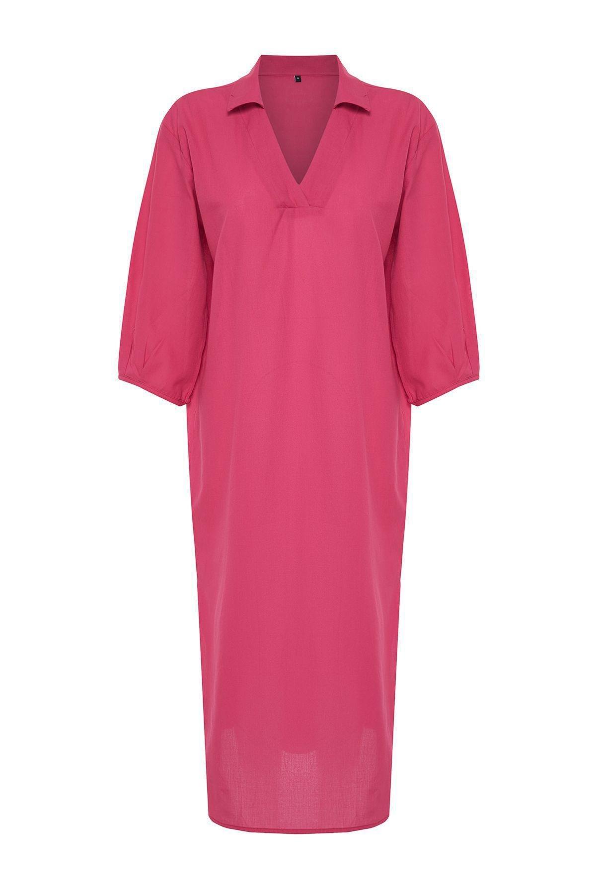 Pink Patterned Cotton Midi Dress, C101_4703, large image number 5