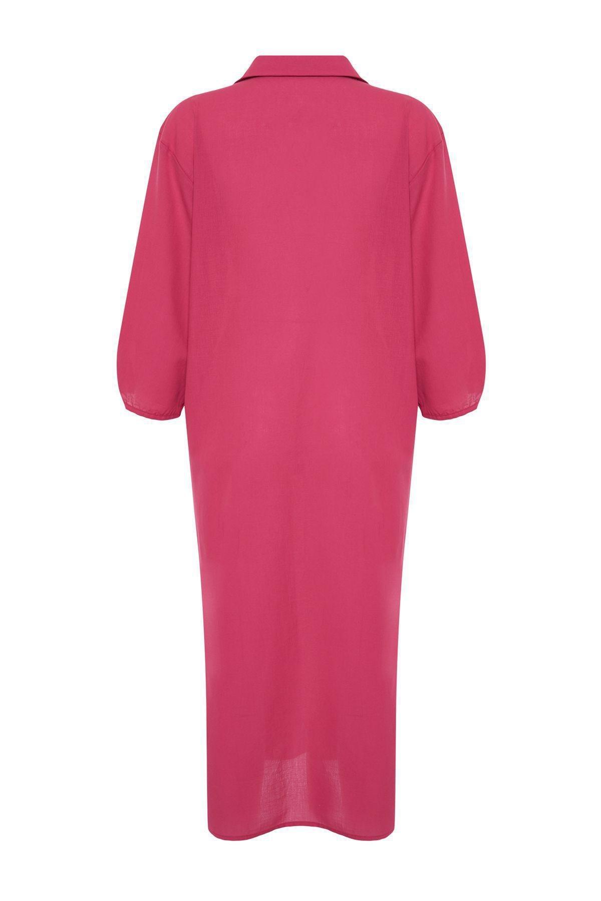 Pink Patterned Cotton Midi Dress, C101_4703, large image number 7