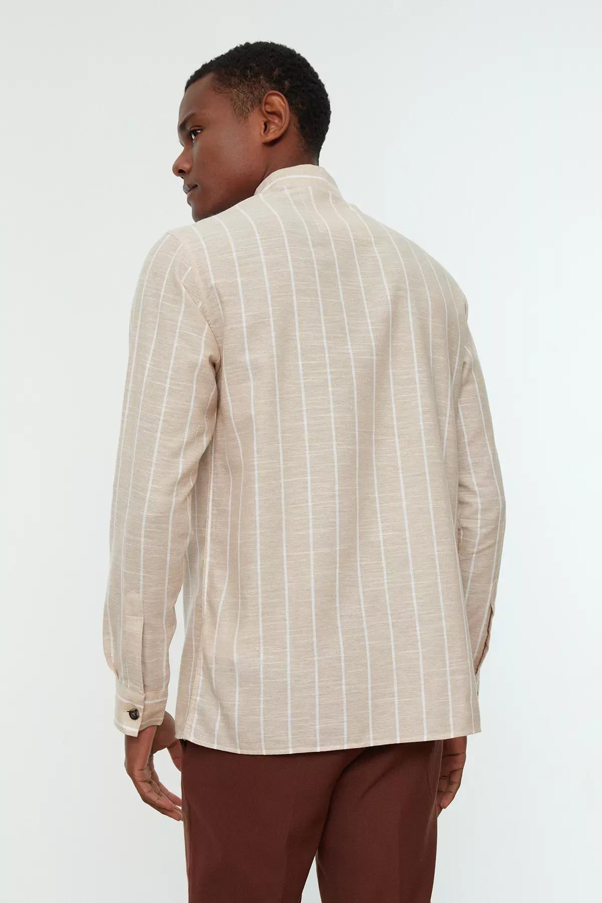 Beige Striped Shirt, , large image number 2