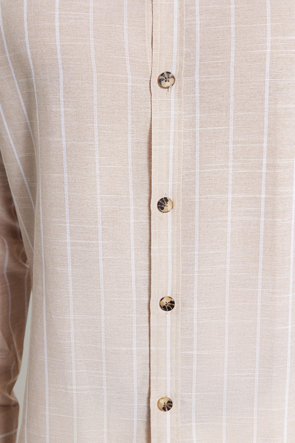 Beige Striped Shirt, , large image number 6