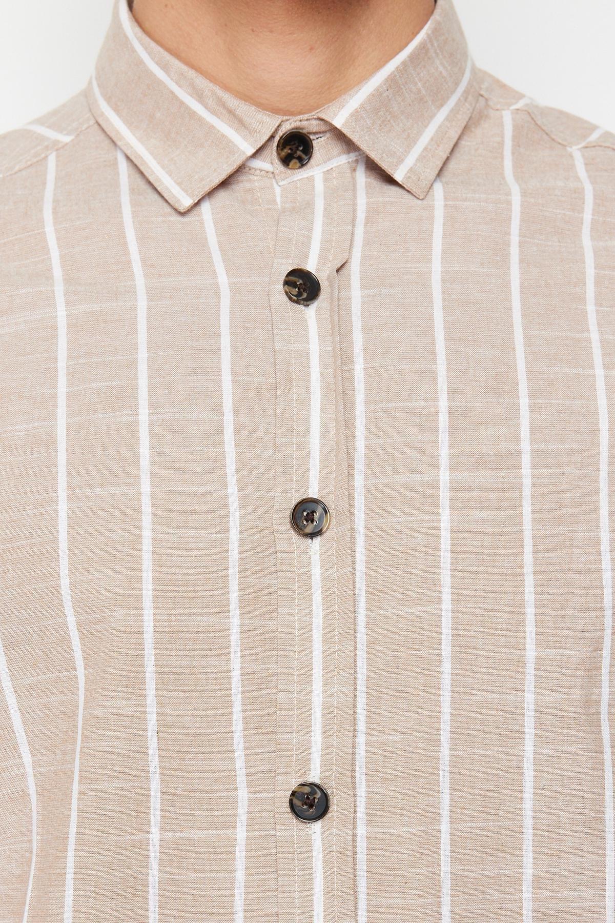 Beige Striped Shirt, , large image number 7
