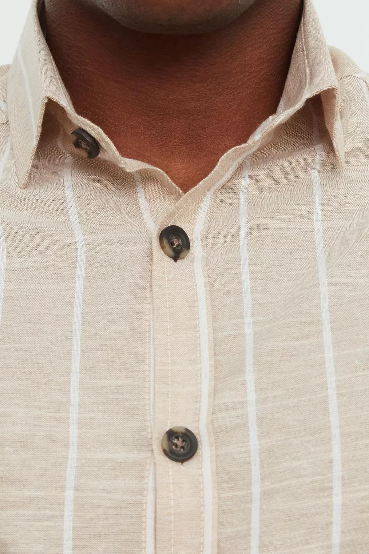 Beige Striped Shirt, , large image number 7