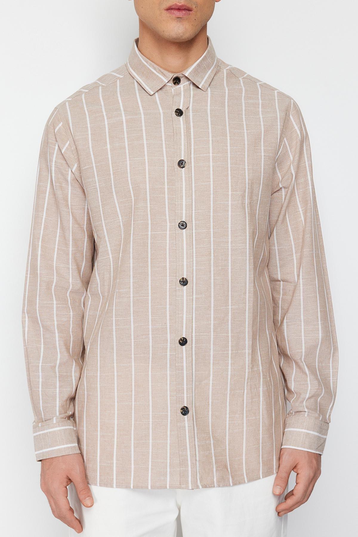 Trendyol - Beige Striped Shirt