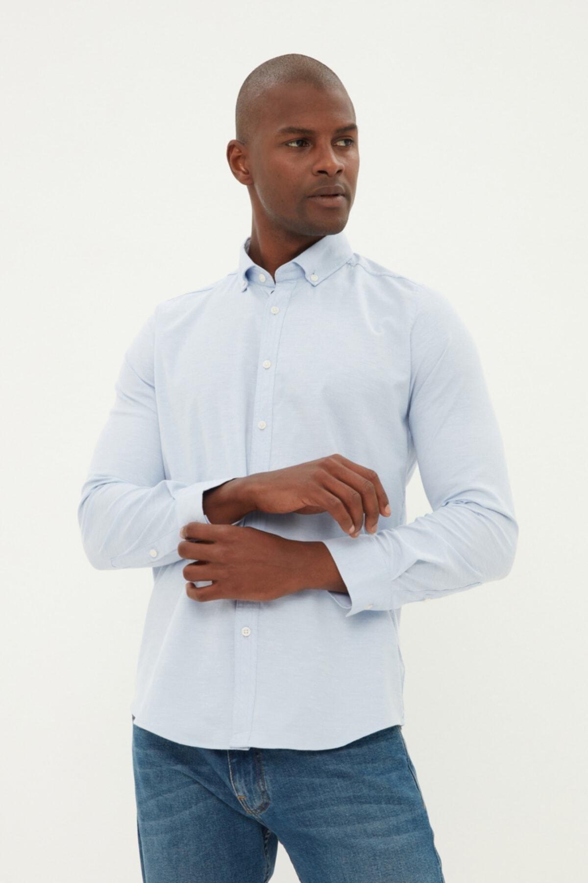 Blue Fitted Shirt, , large image number 1