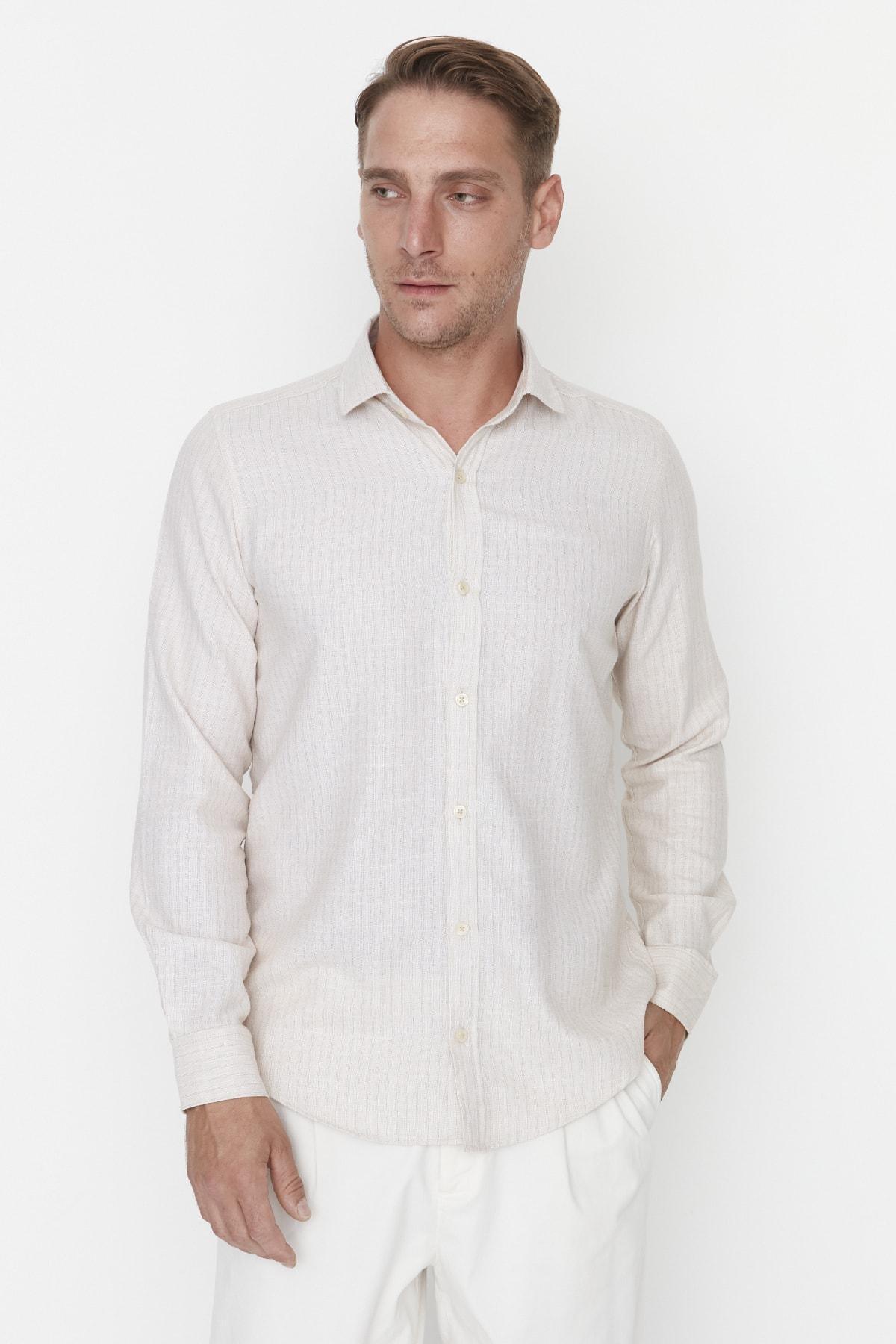 Trendyol - Beige Slim Shirt