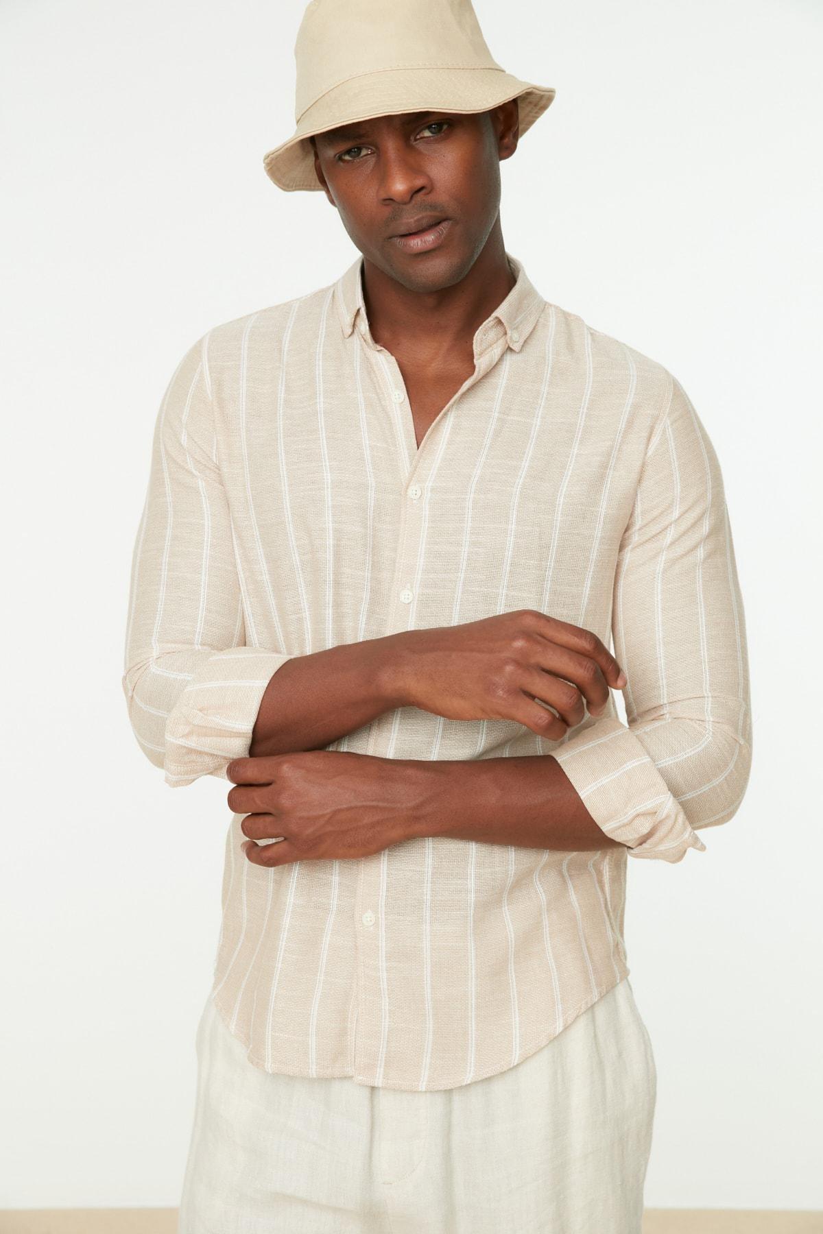 Grey Striped Slim Shirt, , large image number 2
