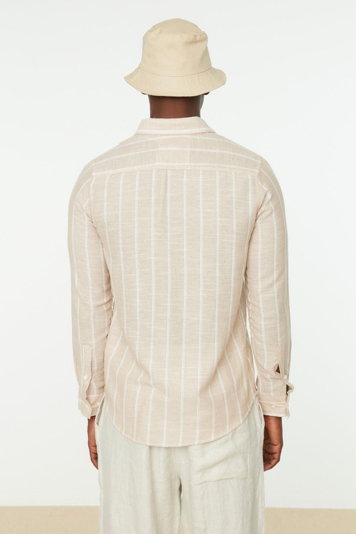 Grey Striped Slim Shirt, , large image number 4