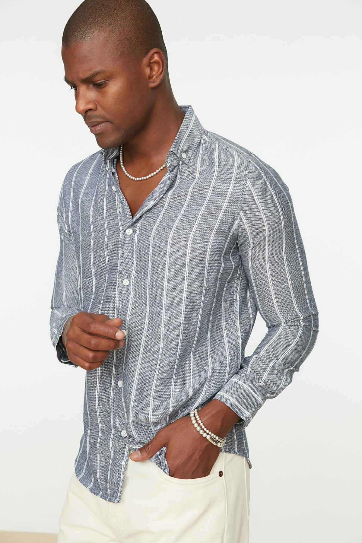 Navy Slim Button Placket Shirt, , large image number 0