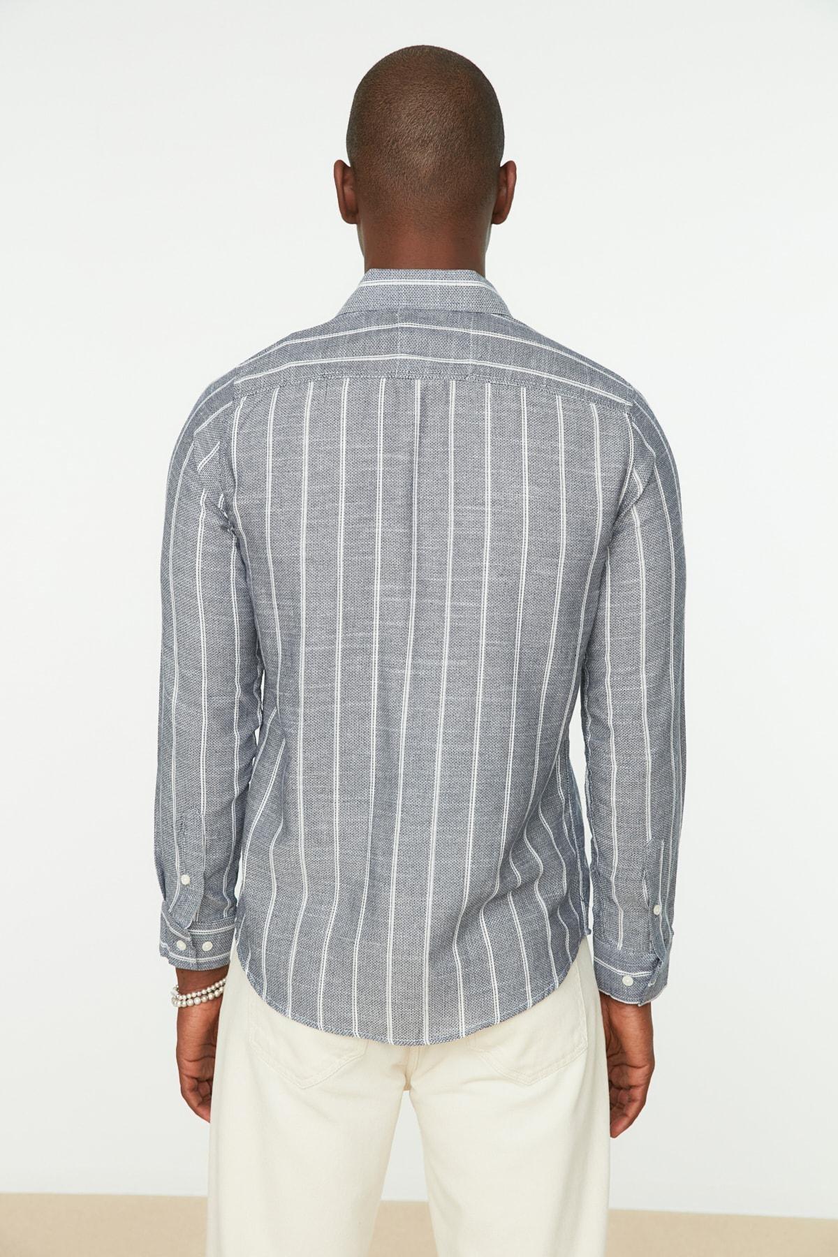 Navy Slim Button Placket Shirt, Dark blue, large image number 6