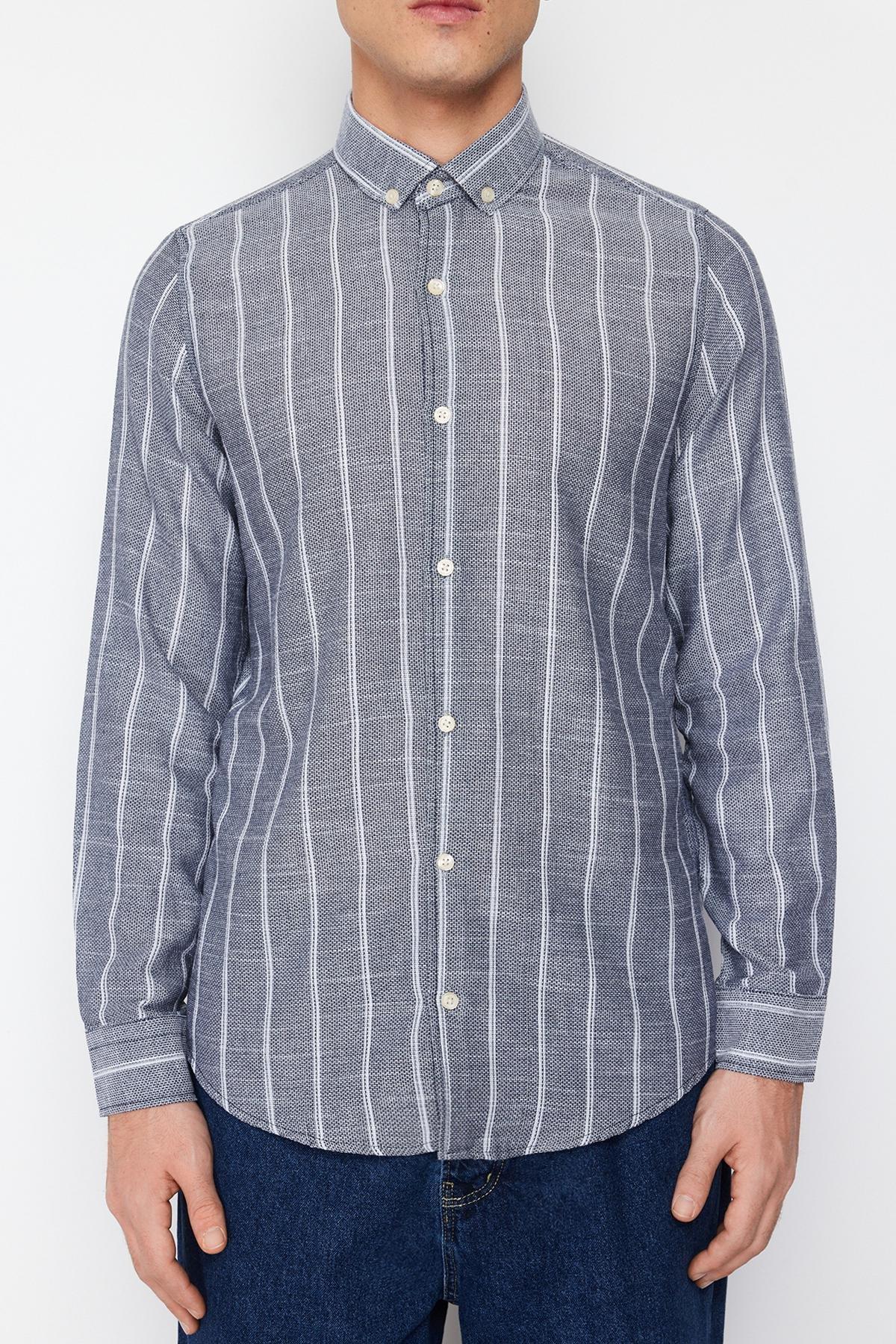 Navy Slim Button Placket Shirt, , large image number 7