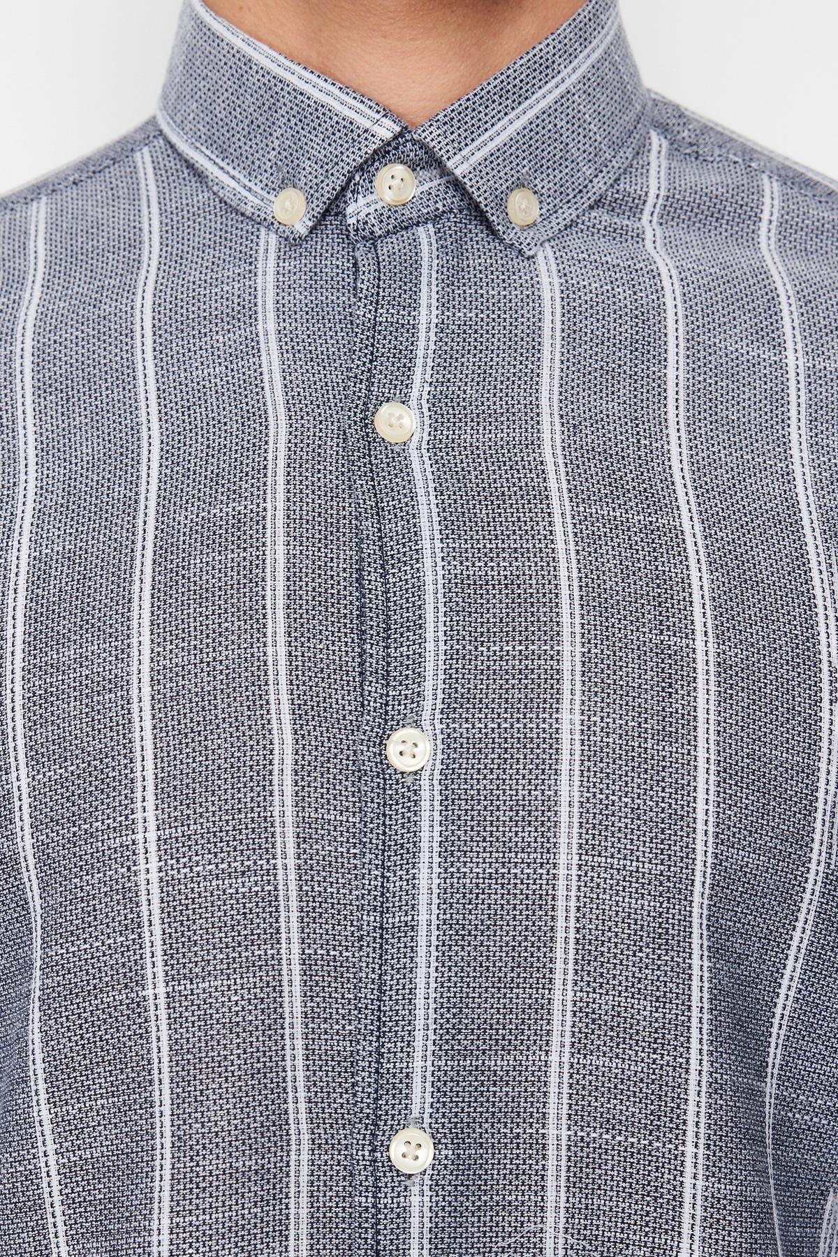 Navy Slim Button Placket Shirt, Dark blue, large image number 8