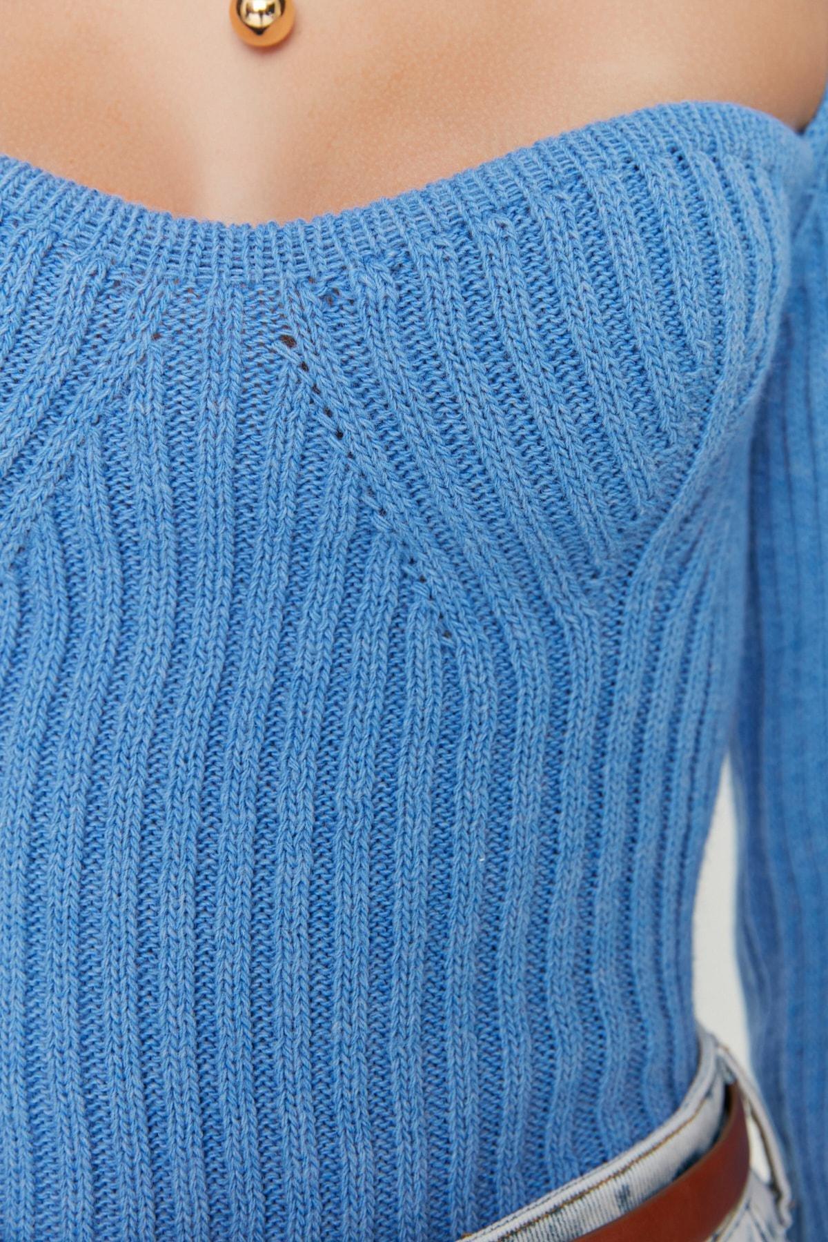 Blue Textured Sweater, Blue, large image number 2