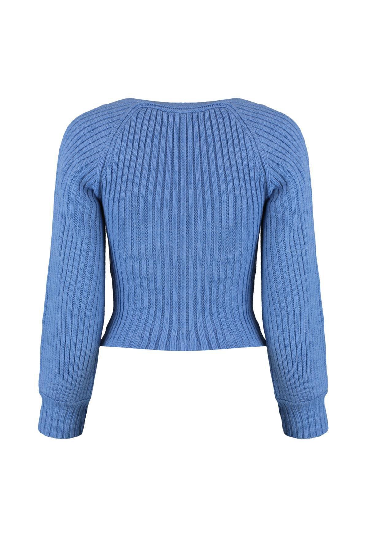 Blue Textured Sweater, Blue, large image number 5