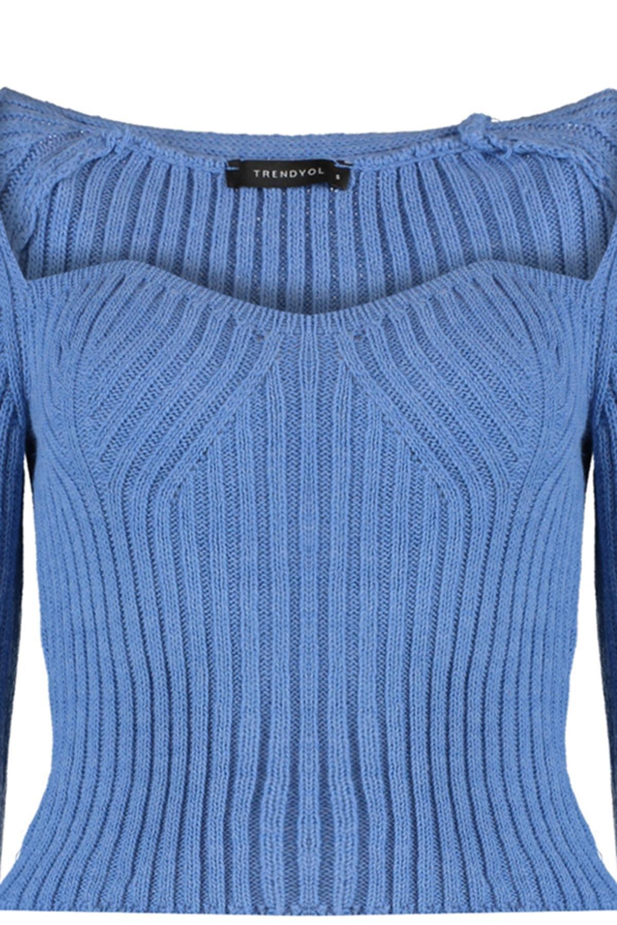 Blue Textured Sweater, Blue, large image number 7