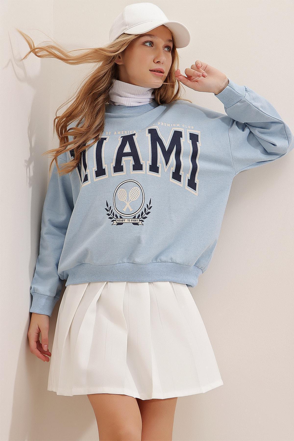 Blue Graphic Crew Neck Sweatshirt, C101_7004, large image number 2