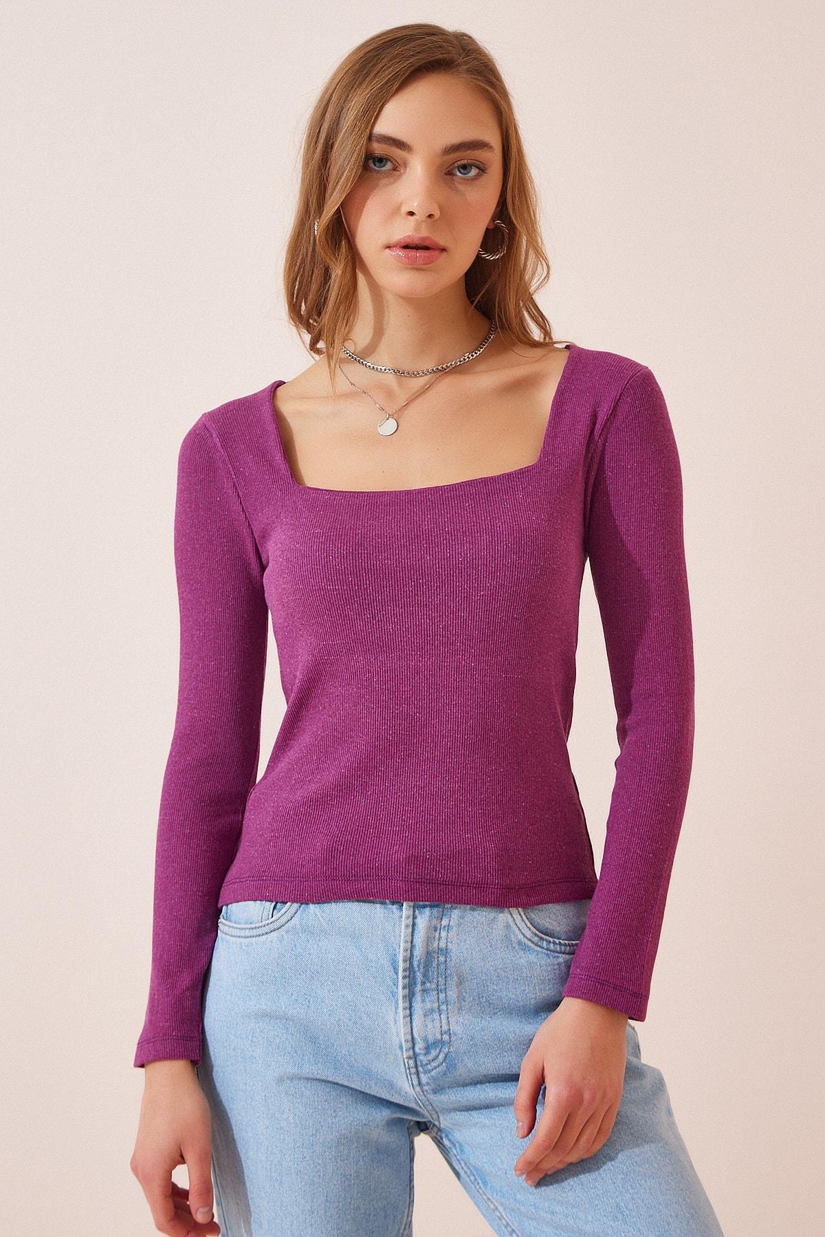 Purple Square Collar Fitted Top, , large image number 2