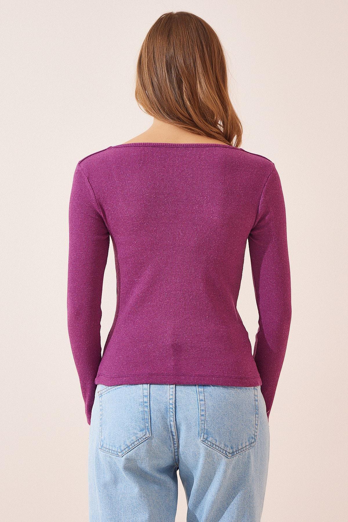 Purple Square Collar Fitted Top, , large image number 3