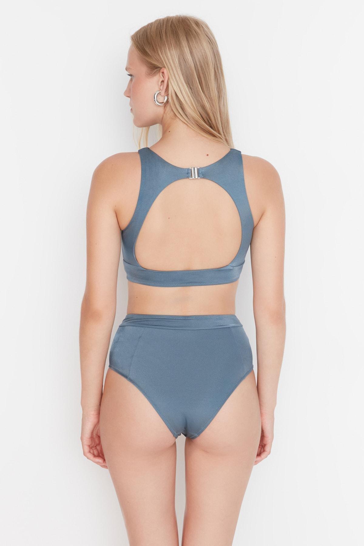 Blue High Waist Bikini Bottom, , large image number 6