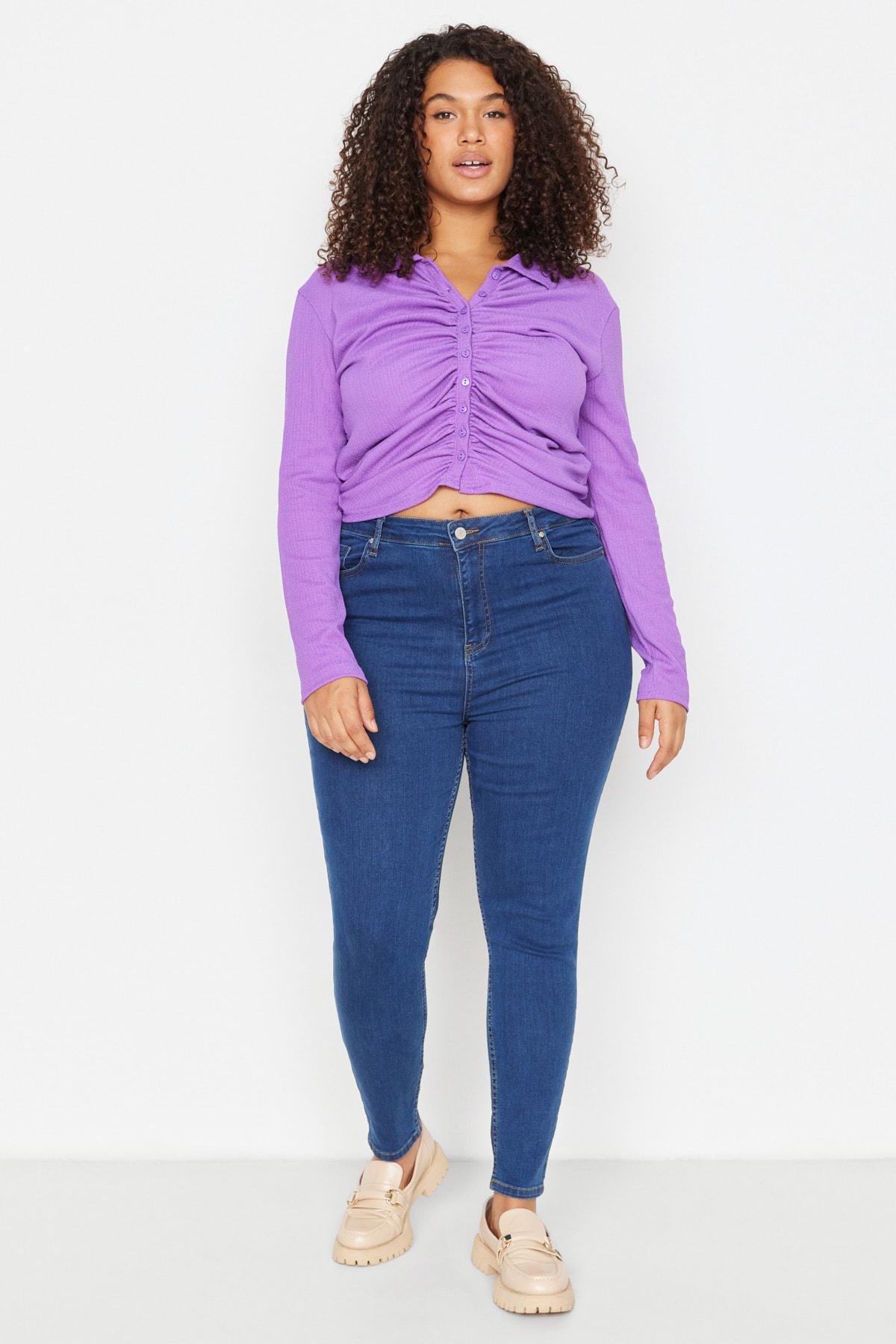 Blue Skinny Plus Size Jeans, , large image number 1