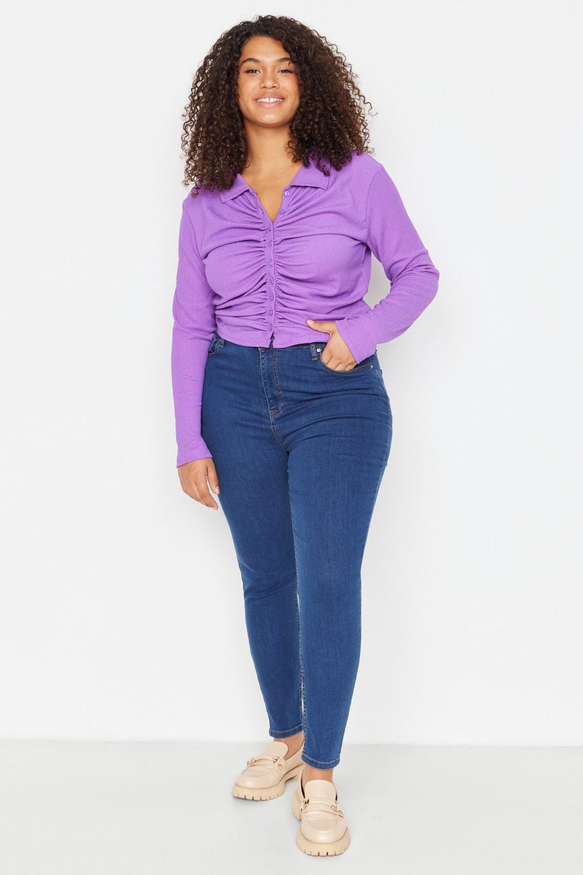 Blue Skinny Plus Size Jeans, , large image number 3