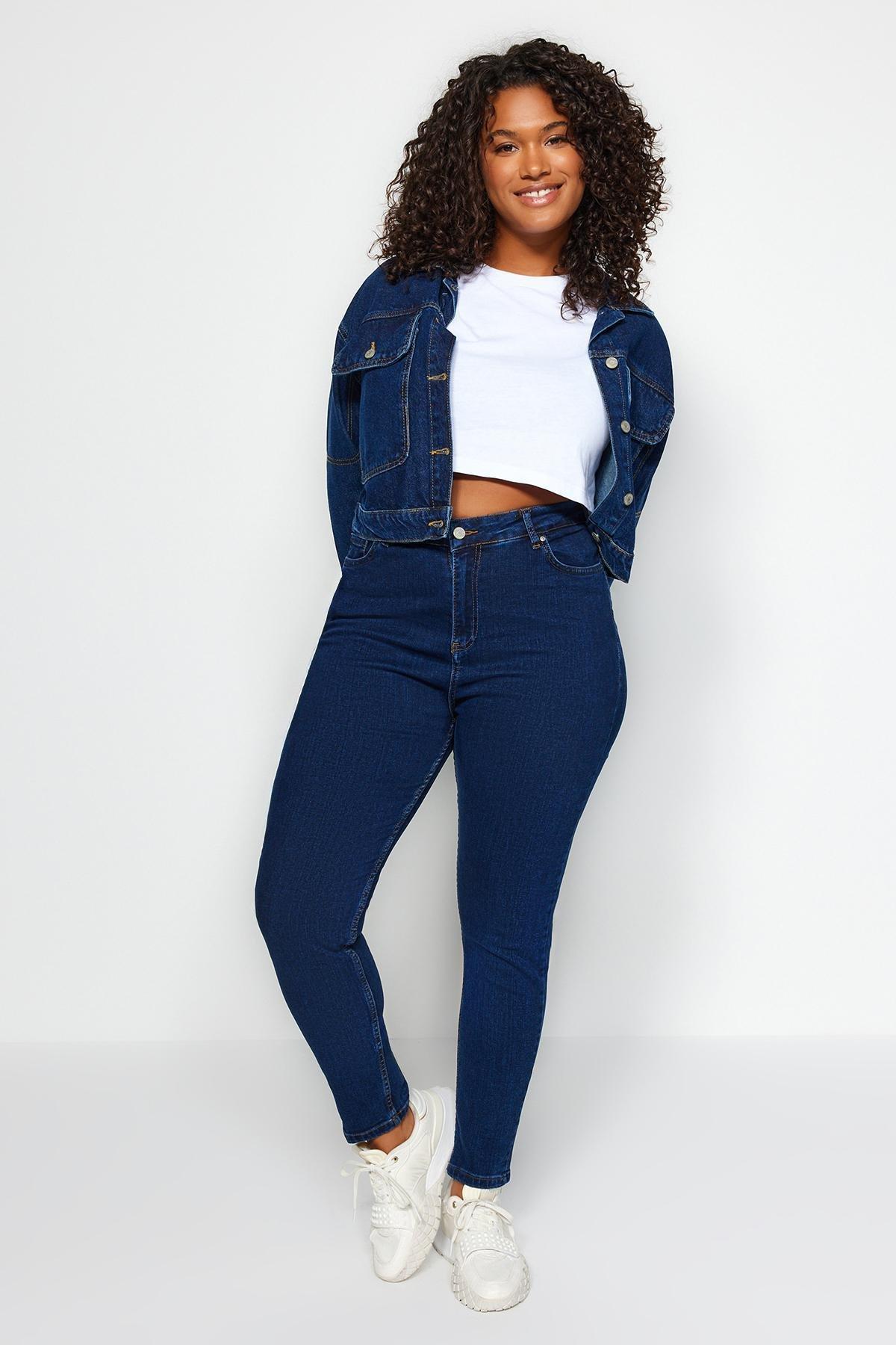 Blue Skinny Plus Size Jeans, , large image number 4