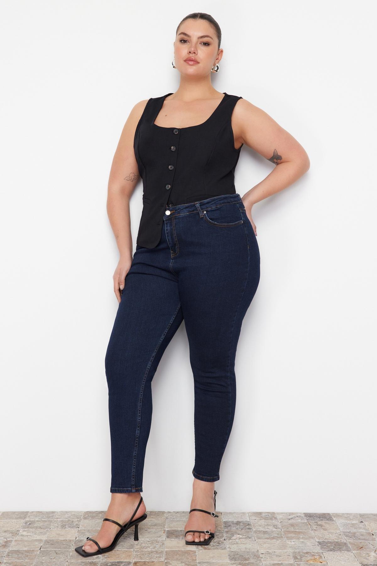 Blue Skinny Plus Size Jeans, , large image number 5