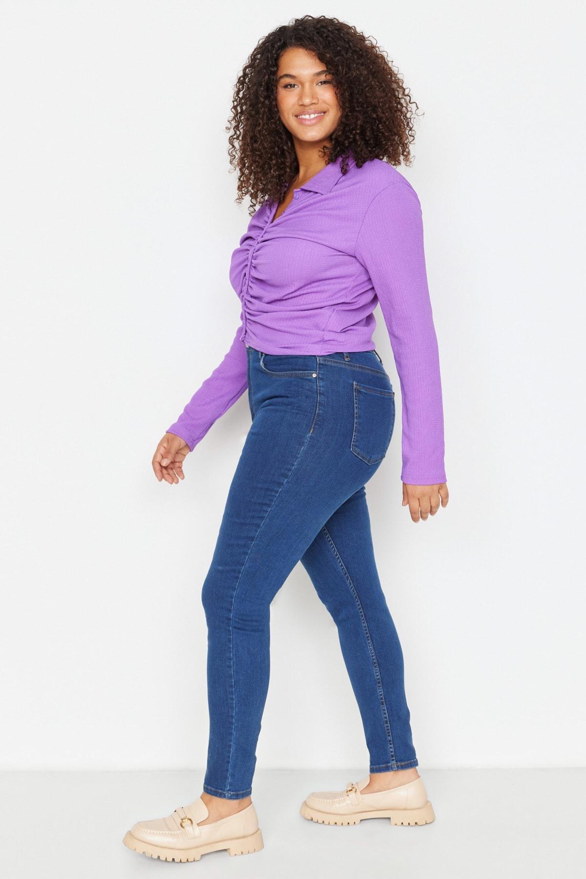 Blue Skinny Plus Size Jeans, , large image number 6