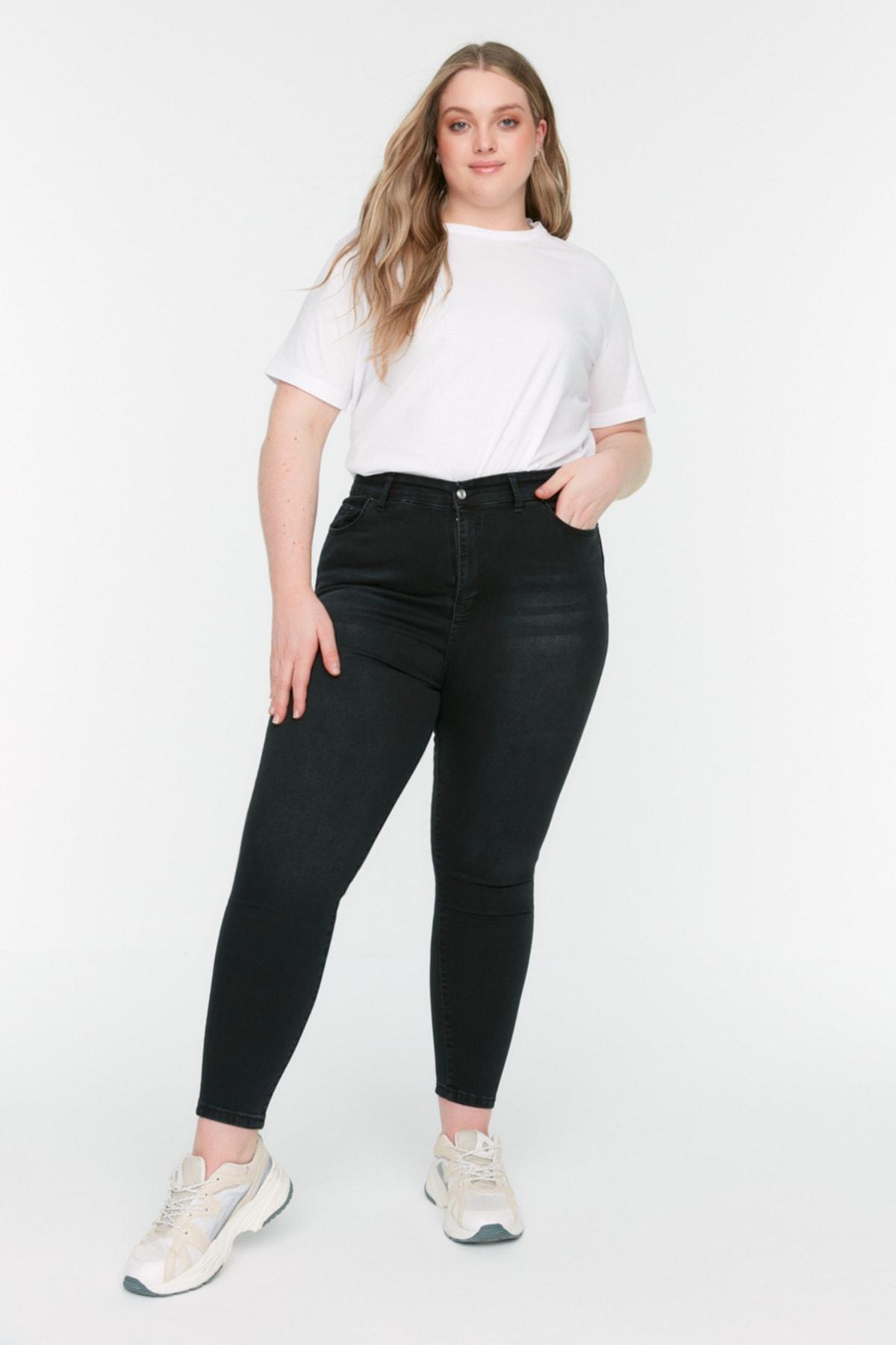 Black Skinny Plus Size Jeans, Black, medium