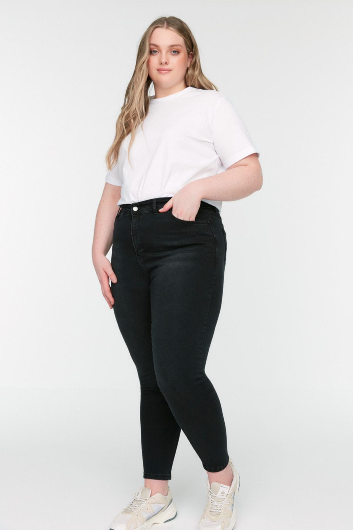 Black Skinny Plus Size Jeans, Black, medium