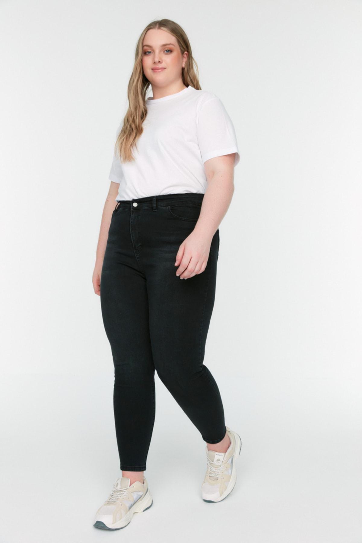 Black Skinny Plus Size Jeans, Black, medium
