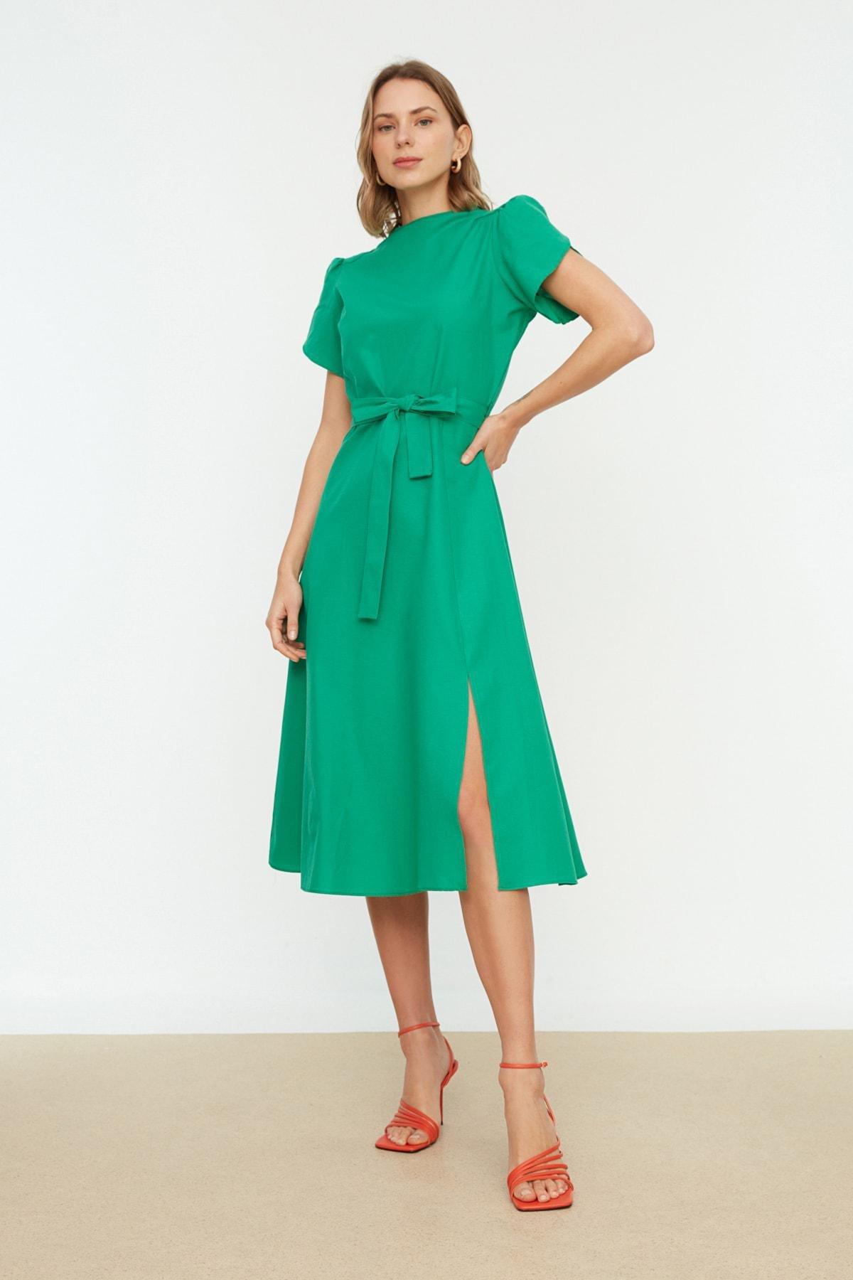 Green A Line Dress, , large image number 0