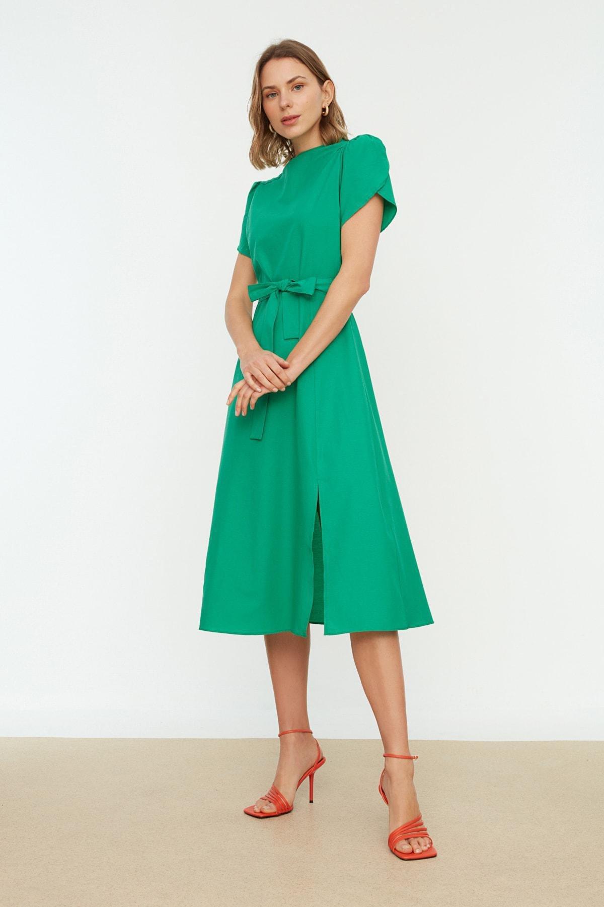 Green A Line Dress, , large image number 1