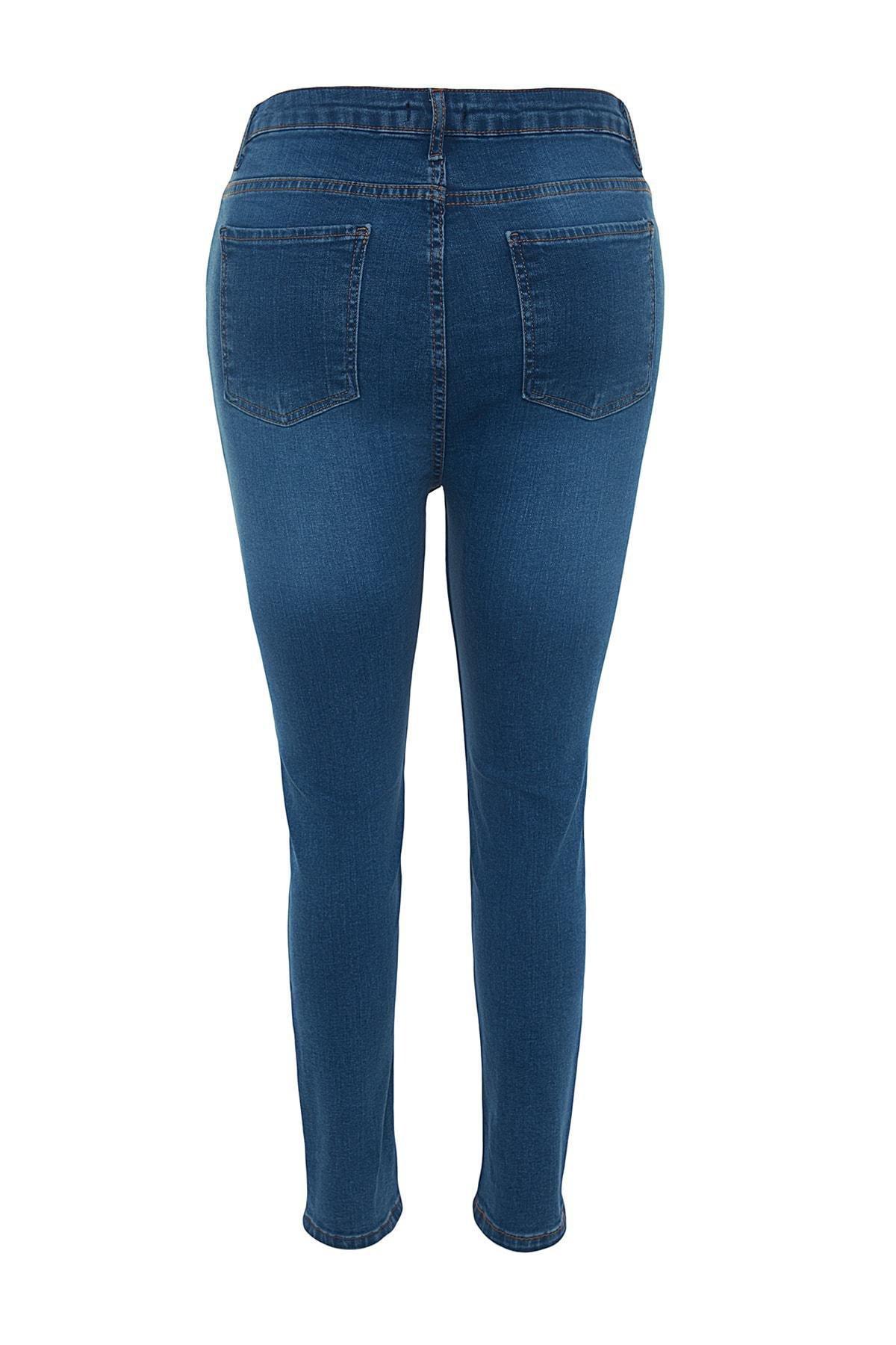 Trendyol - Navy Skinny High Waist Plus Size Jeans