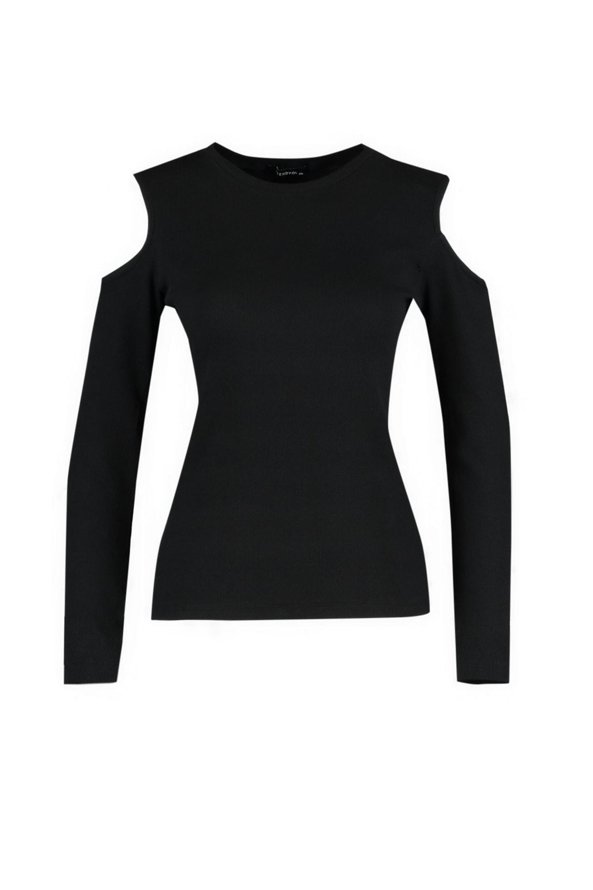 Black Fitted Plus Size Blouse, , large image number 5