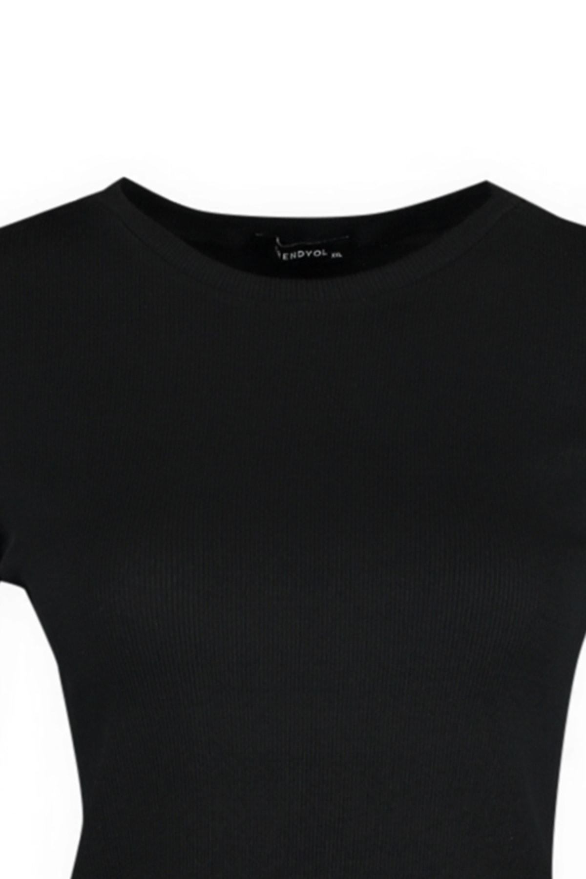 Black Fitted Plus Size Blouse, , large image number 6