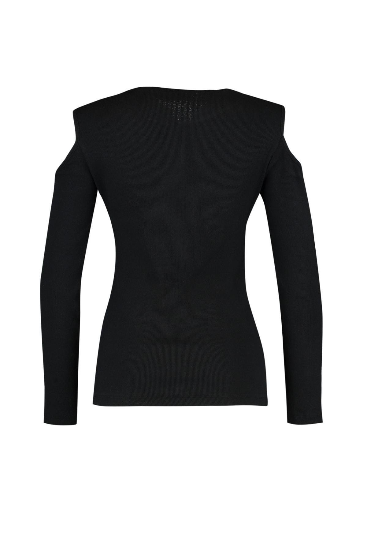 Black Fitted Plus Size Blouse, , large image number 7