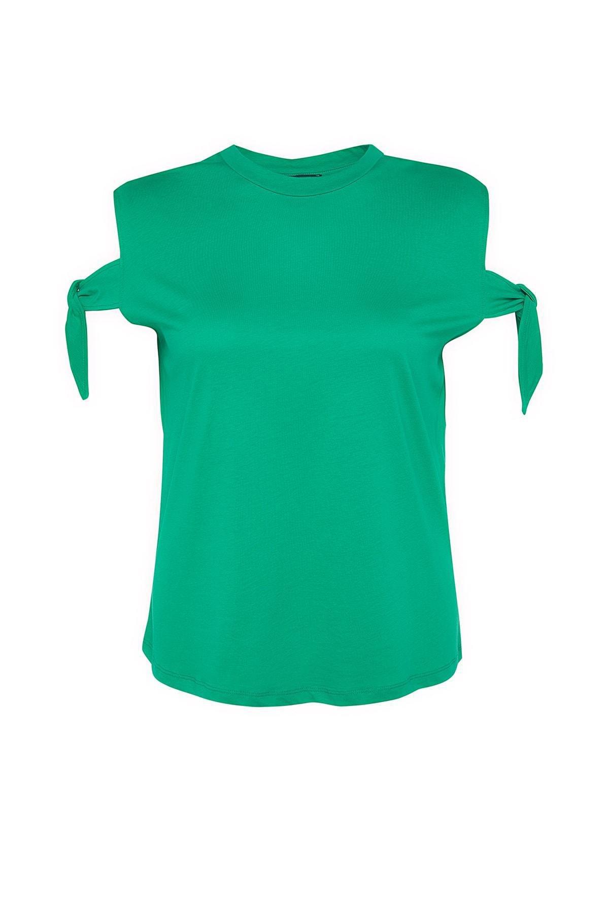 Green Crew Neck Plus Size T-Shirt, , large image number 5