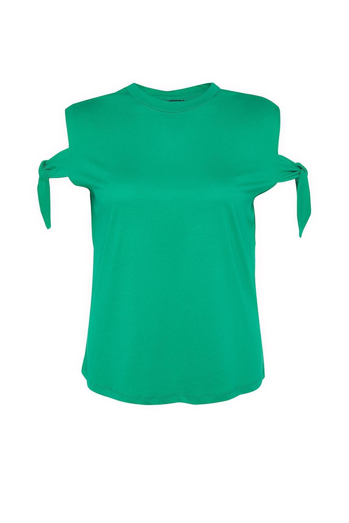 Trendyol - Green Crew Neck Plus Size T-Shirt