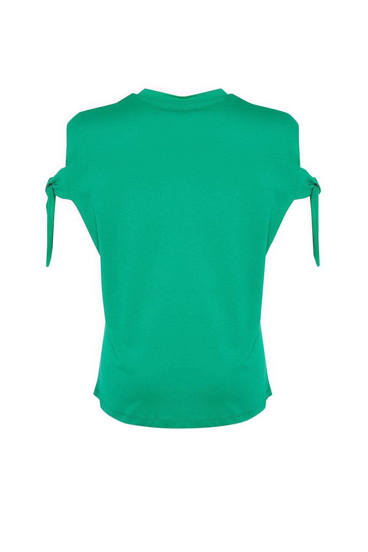 Trendyol - Green Crew Neck Plus Size T-Shirt
