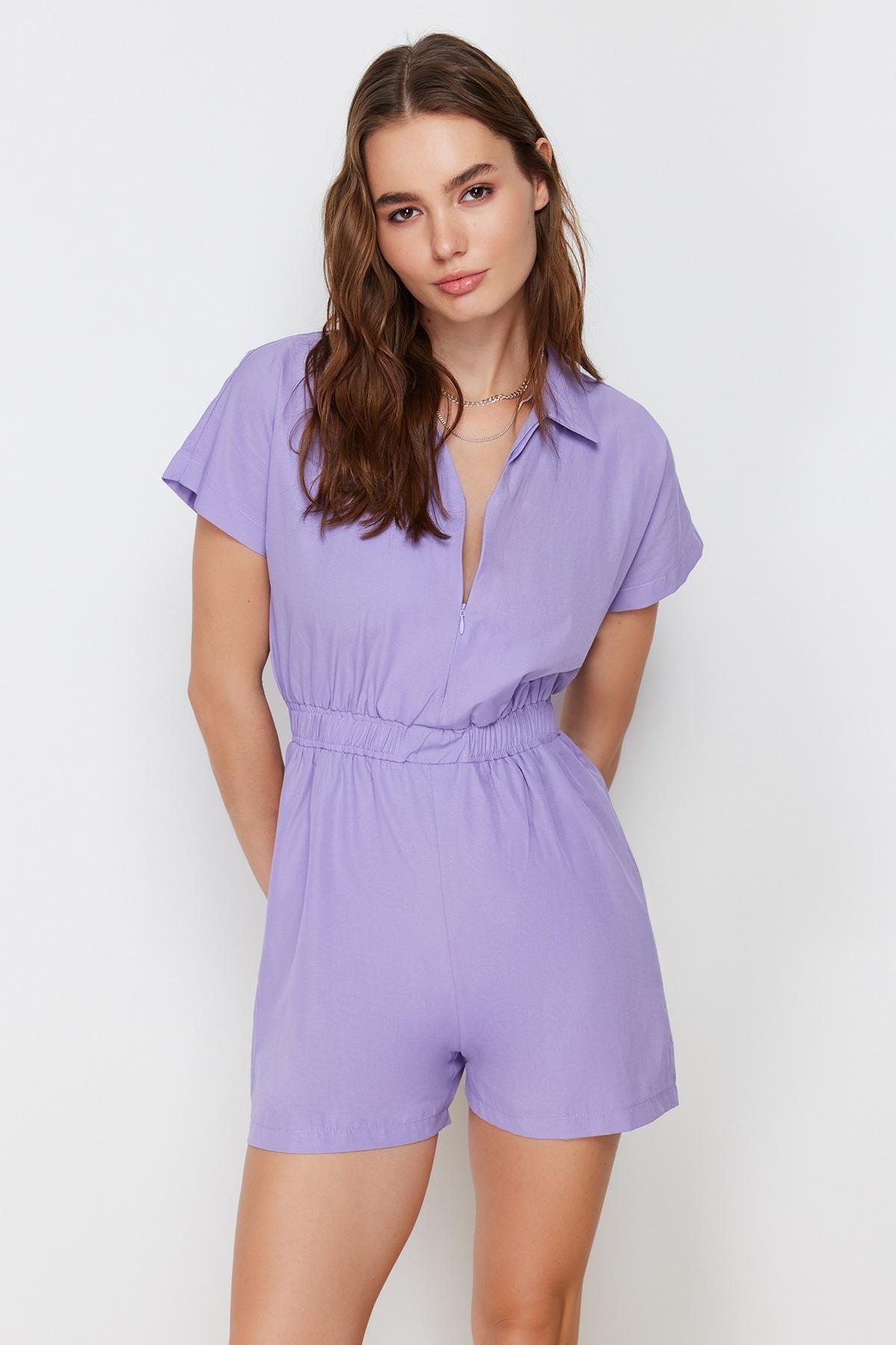 Trendyol - Purple Collared Jumpsuit