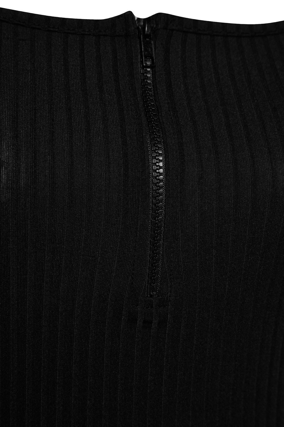 Black Slim Plus Size Blouse, , large image number 6