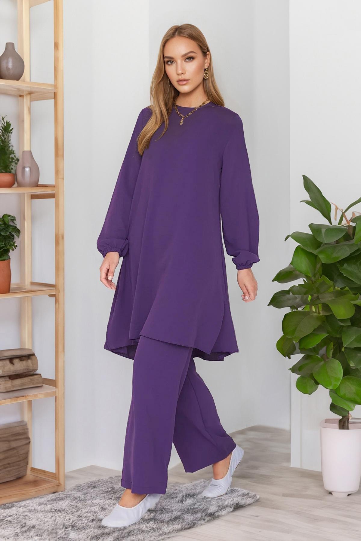 Purple High Waist Co-Ord Set, Purple, large image number 1