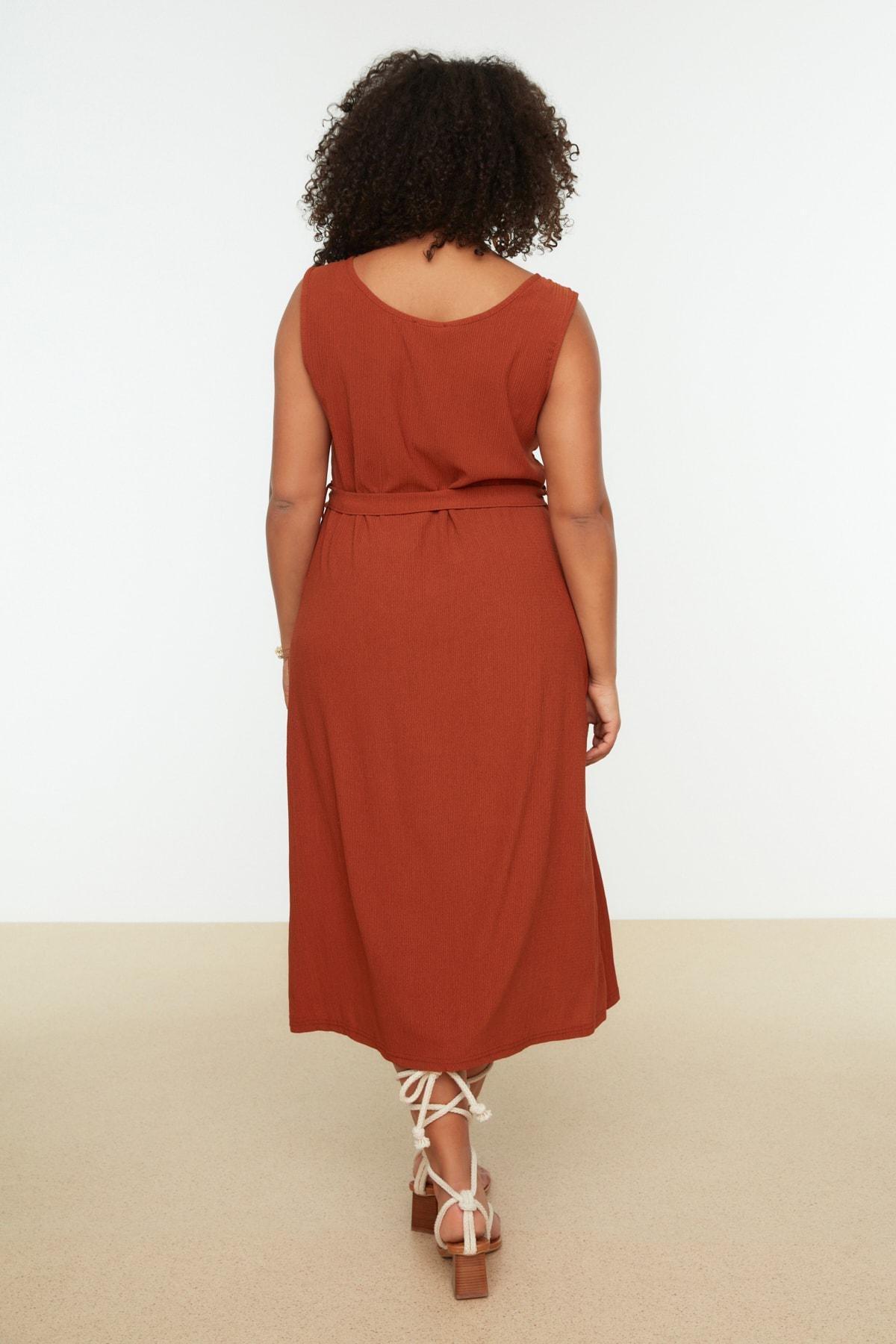 Orange Wrap Over Plus Size Mini Dress, , large image number 5