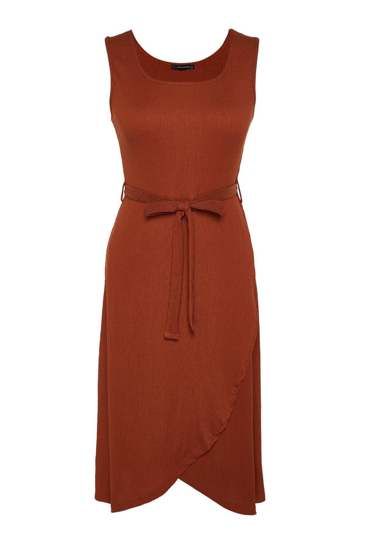 Orange Wrap Over Plus Size Mini Dress, , large image number 6