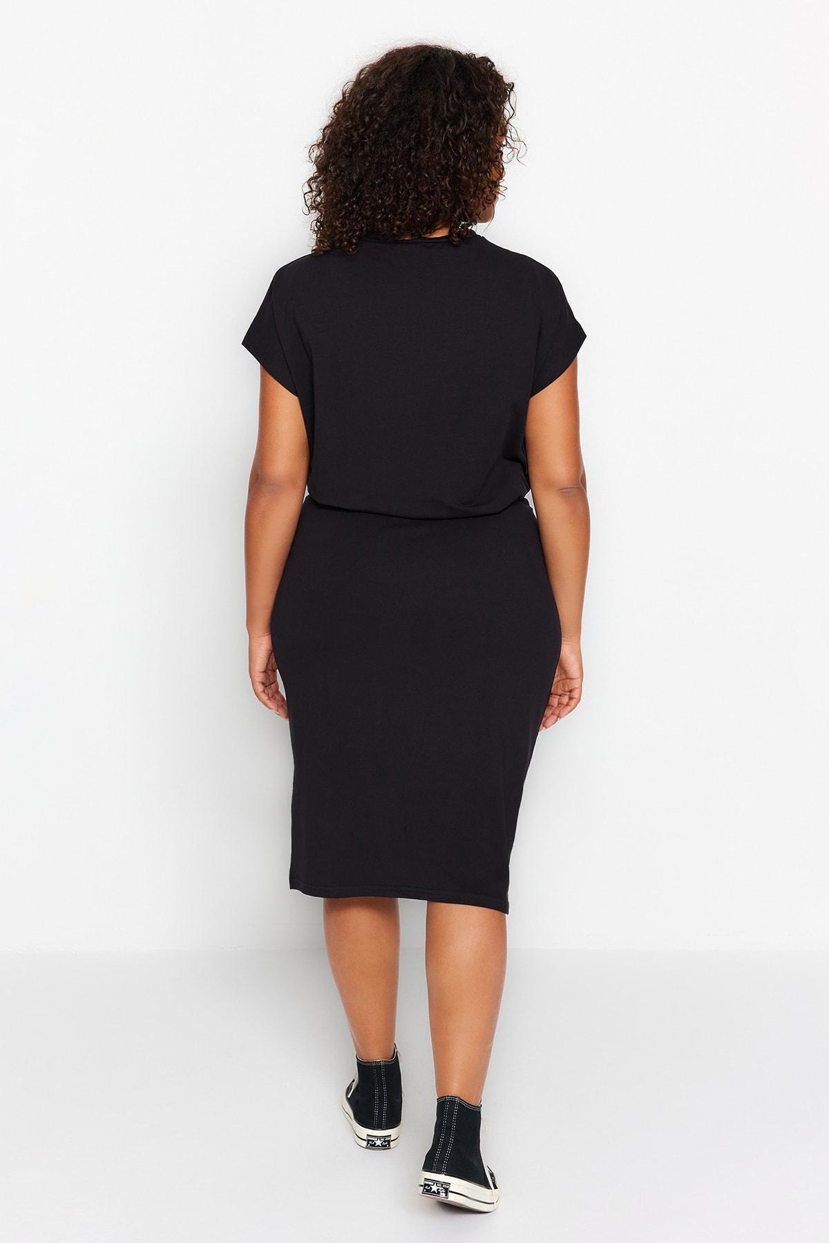 Trendyol - Black Crew Neck Plus Size Co-Ord Set