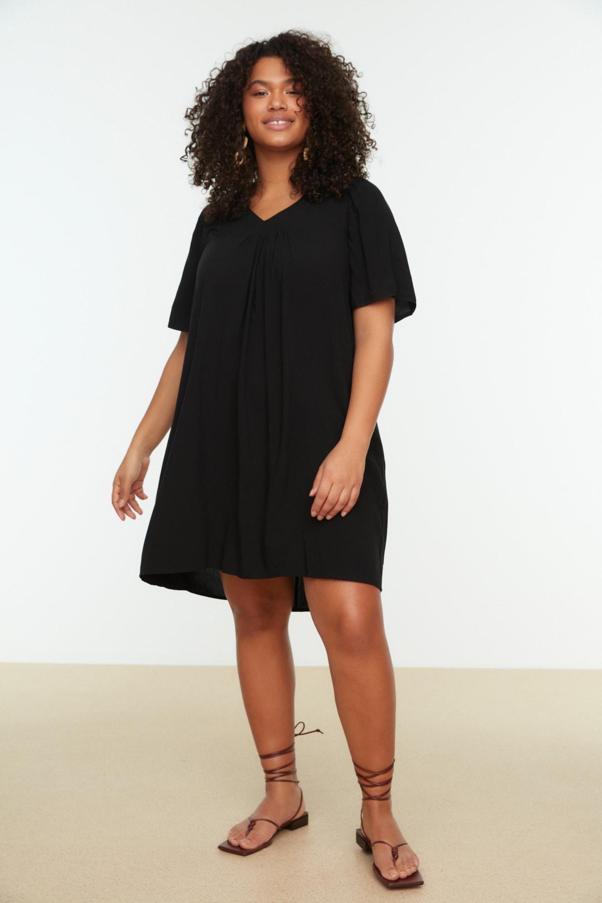 Black Basic Plus Size Dress, , large image number 2