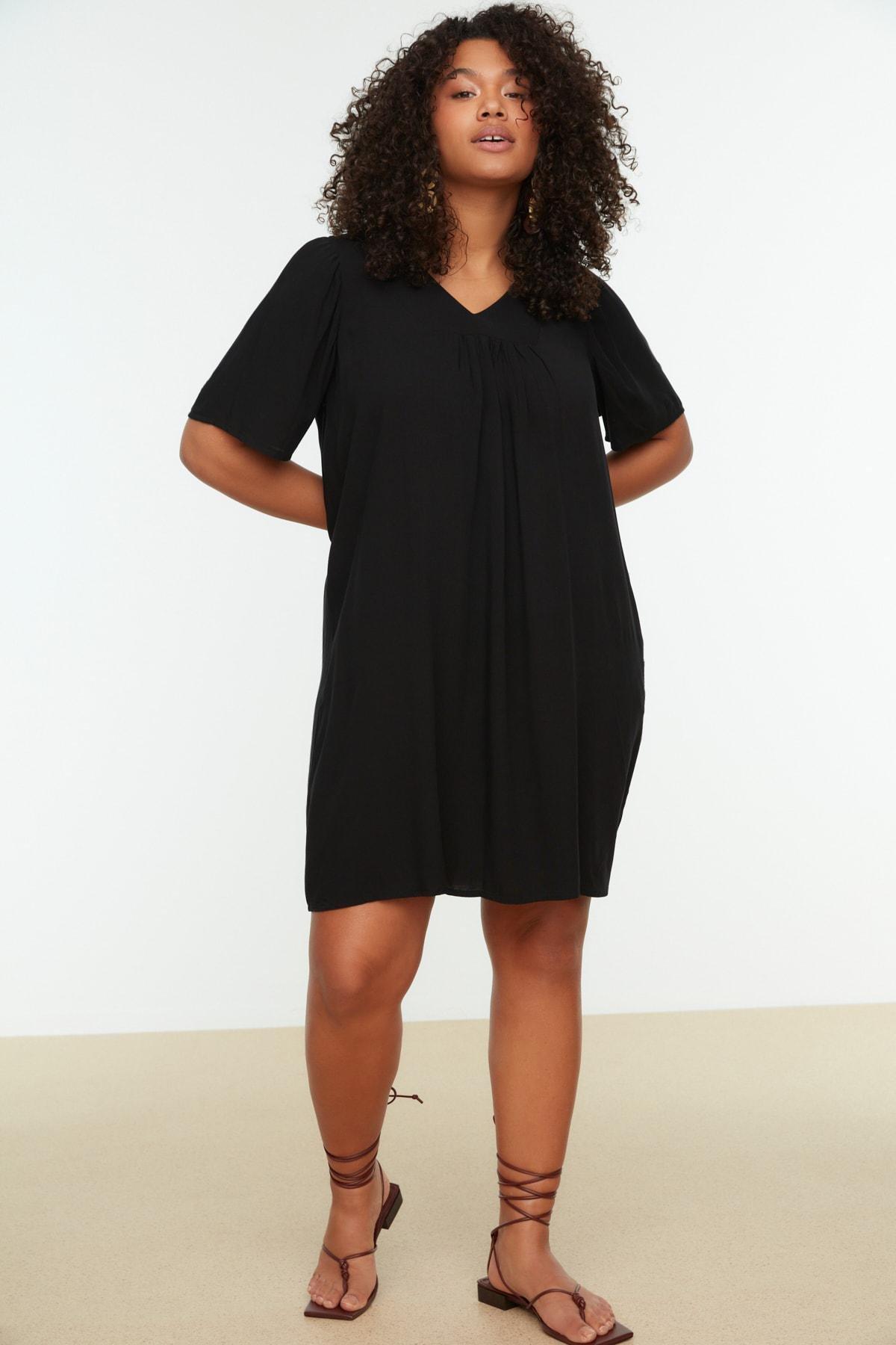 Black Basic Plus Size Dress, , large image number 5