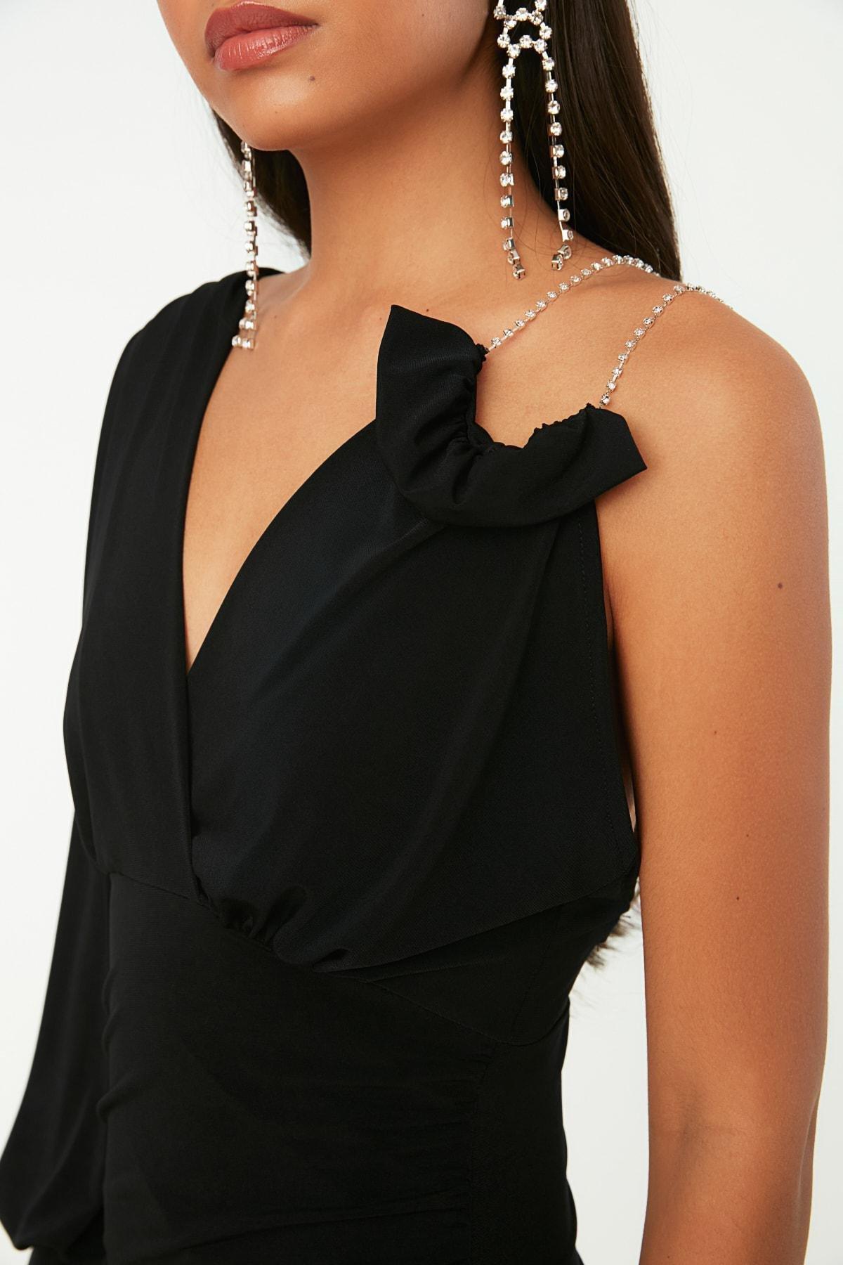 Black Cache-Coeur One Shoulder Dress, , large image number 6