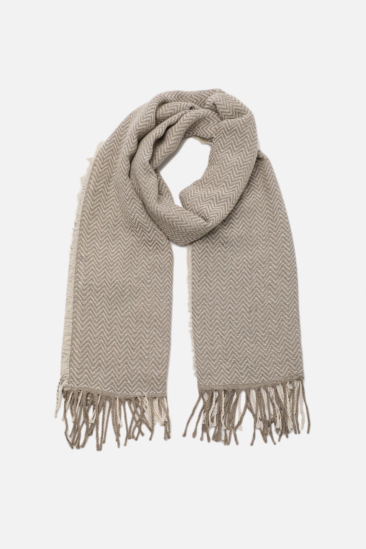 White Casual Scarf, Ecru, large image number 3