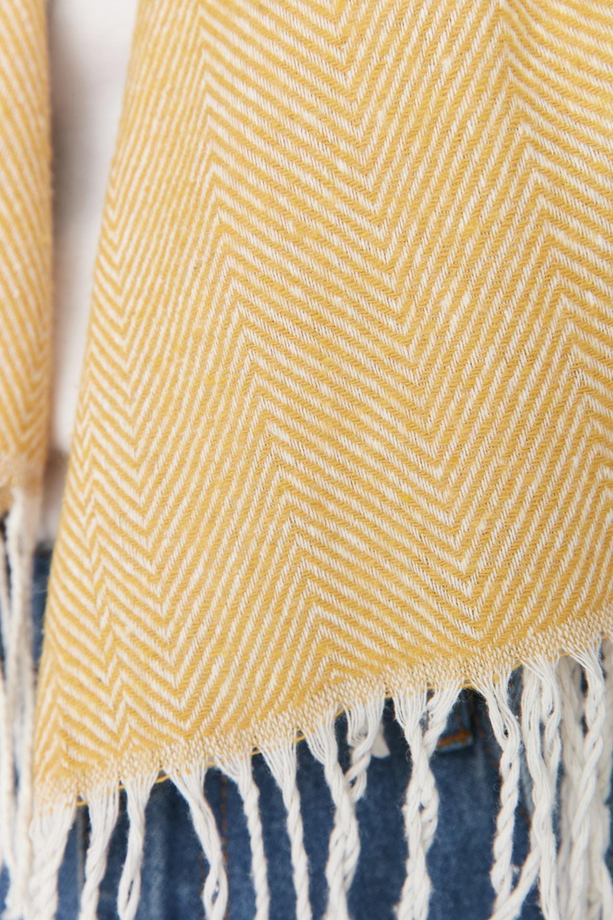 Yellow Casual Scarf, Yellow, large image number 4